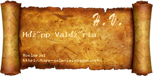Hápp Valéria névjegykártya